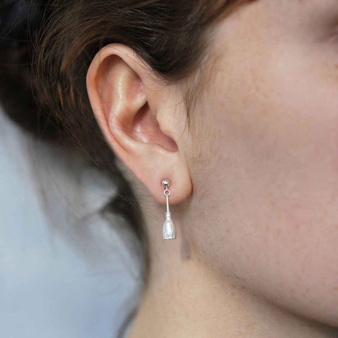 Petites boucles d&#39;oreilles pavots mobiles en argent 925, bijoux fins, cadeau pour femme
