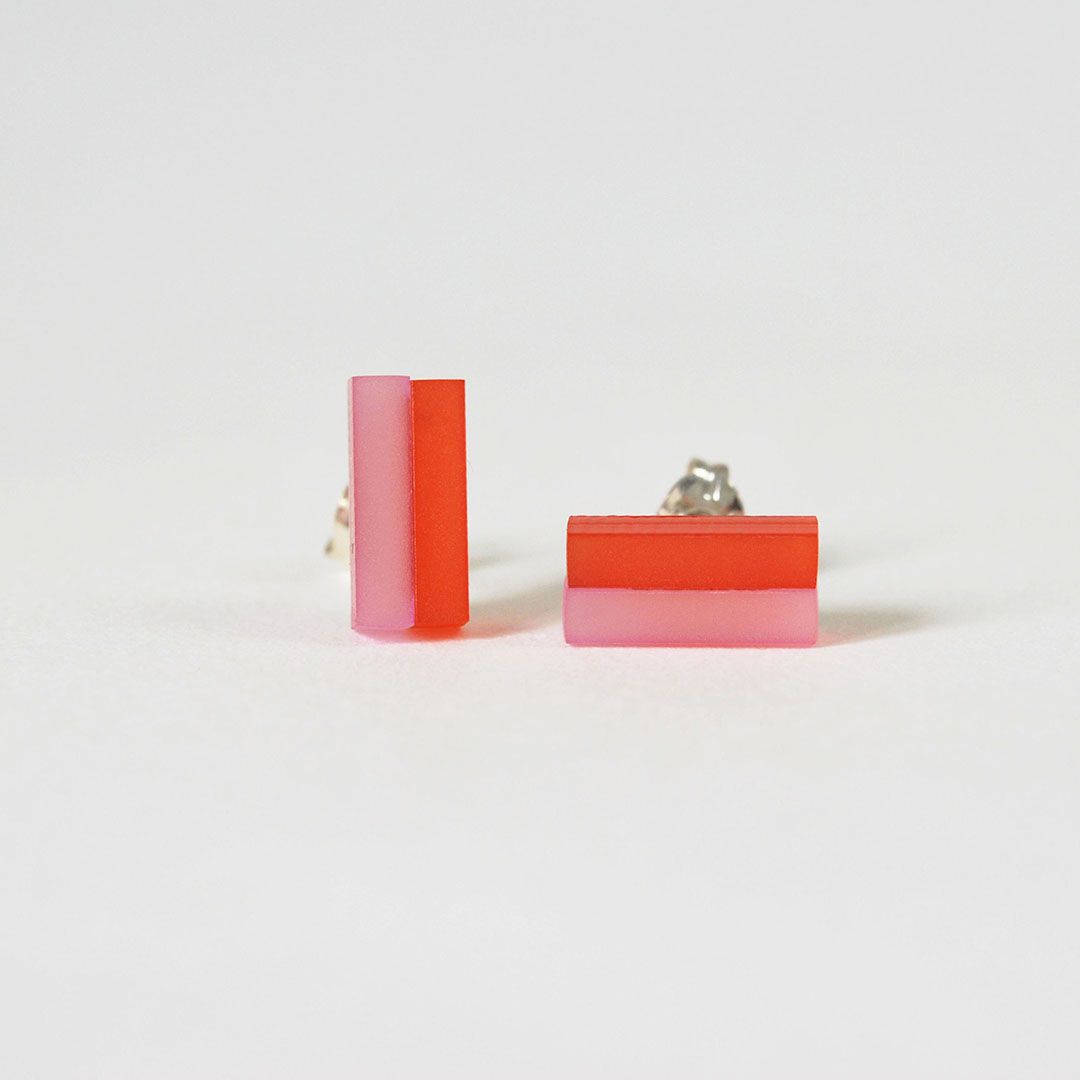 Boucles d’oreilles bicolores en Plexiglas – rectangles colorés uniques