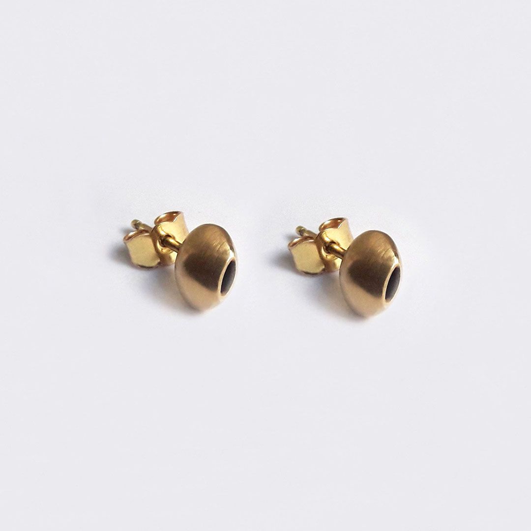 Boucles d’oreilles bouton – Argent 925, Or 18 carats