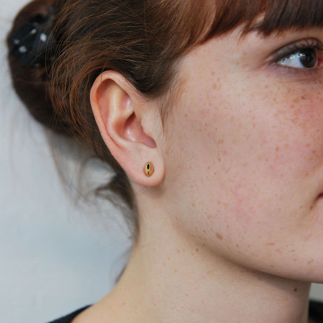 Boucles d’oreilles bouton – Argent 925, Or 18 carats