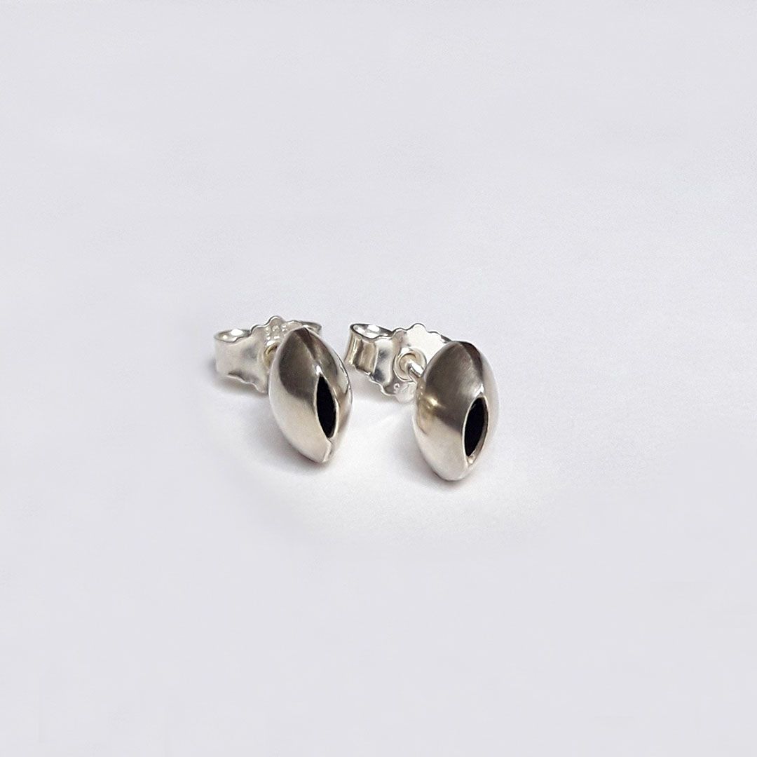 Boucles d’oreilles bouton – Argent 925, Or 18 carats