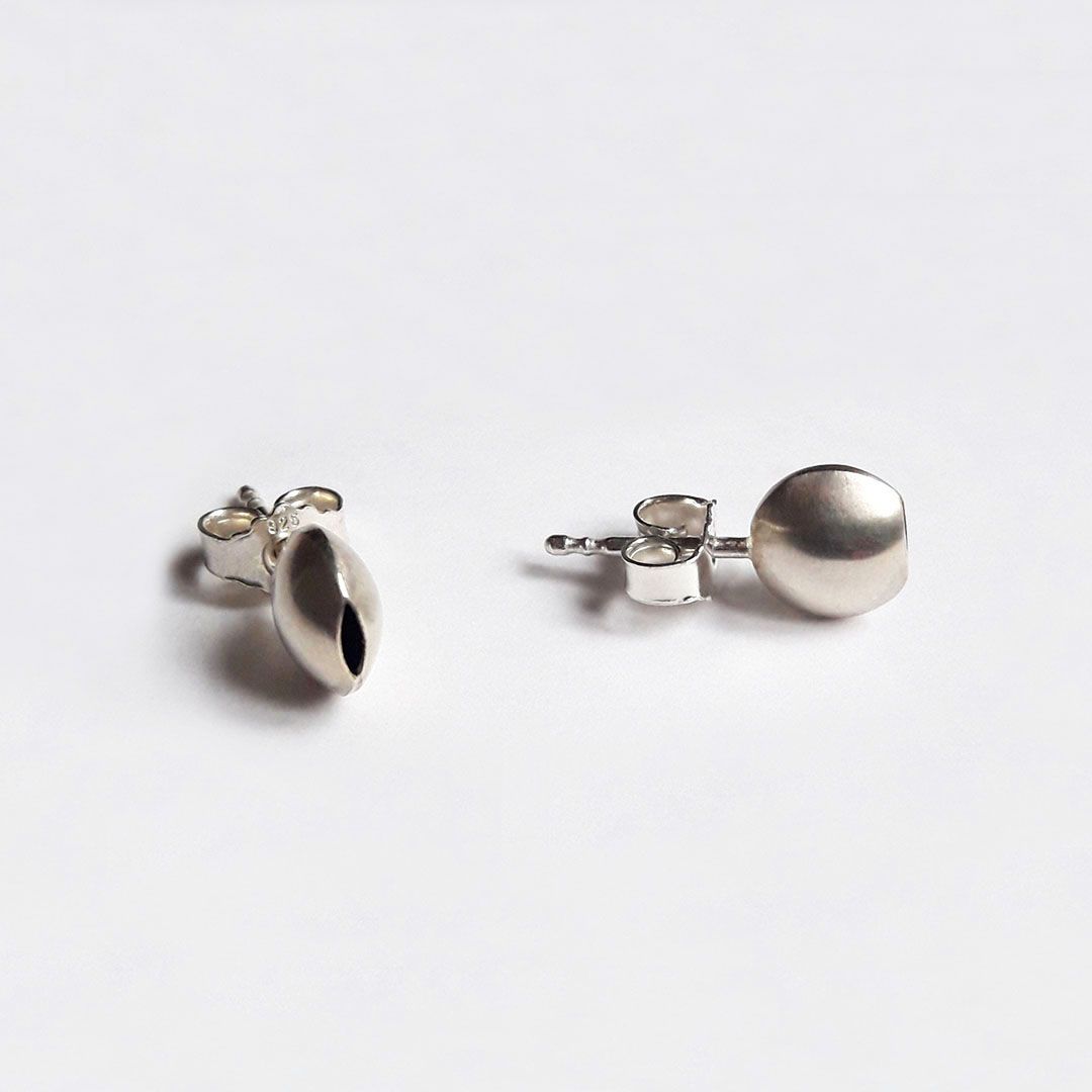 Boucles d’oreilles bouton – Argent 925, Or 18 carats