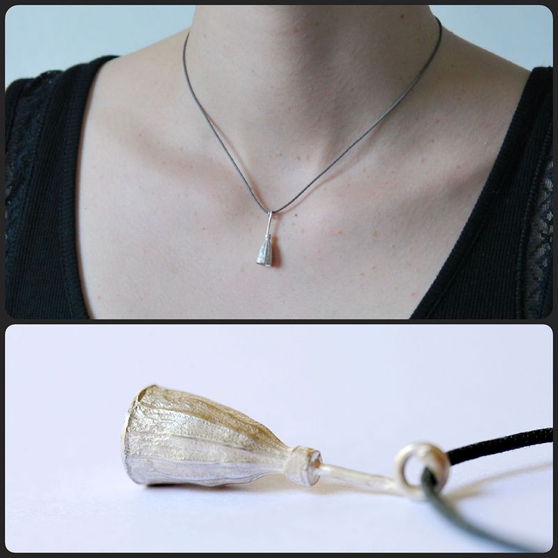 Pendentif Pavot – Argent, Or et Plaqué Or
