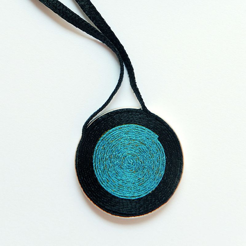 Collier Textile Bleu et Noir – Argent 925