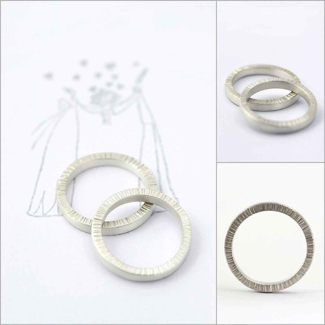 Anneau strié en argent 925 – Fil carré 2 mm