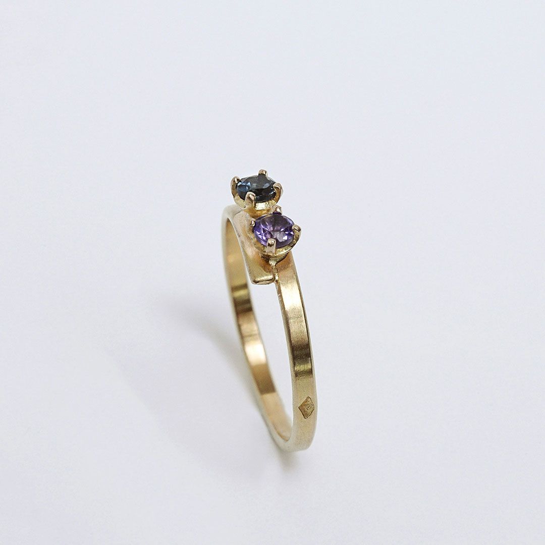 Bague fine en or 18 carats – Topaze - Améthyste ou Citrine