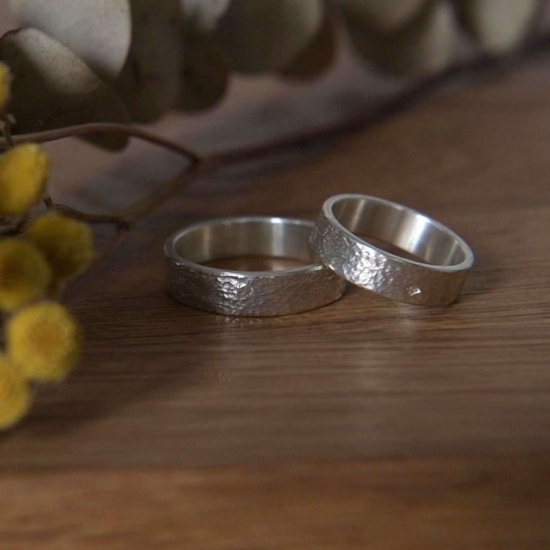 Anneau martelé en argent 925 - 4 mm / 5 mm / 8 mm