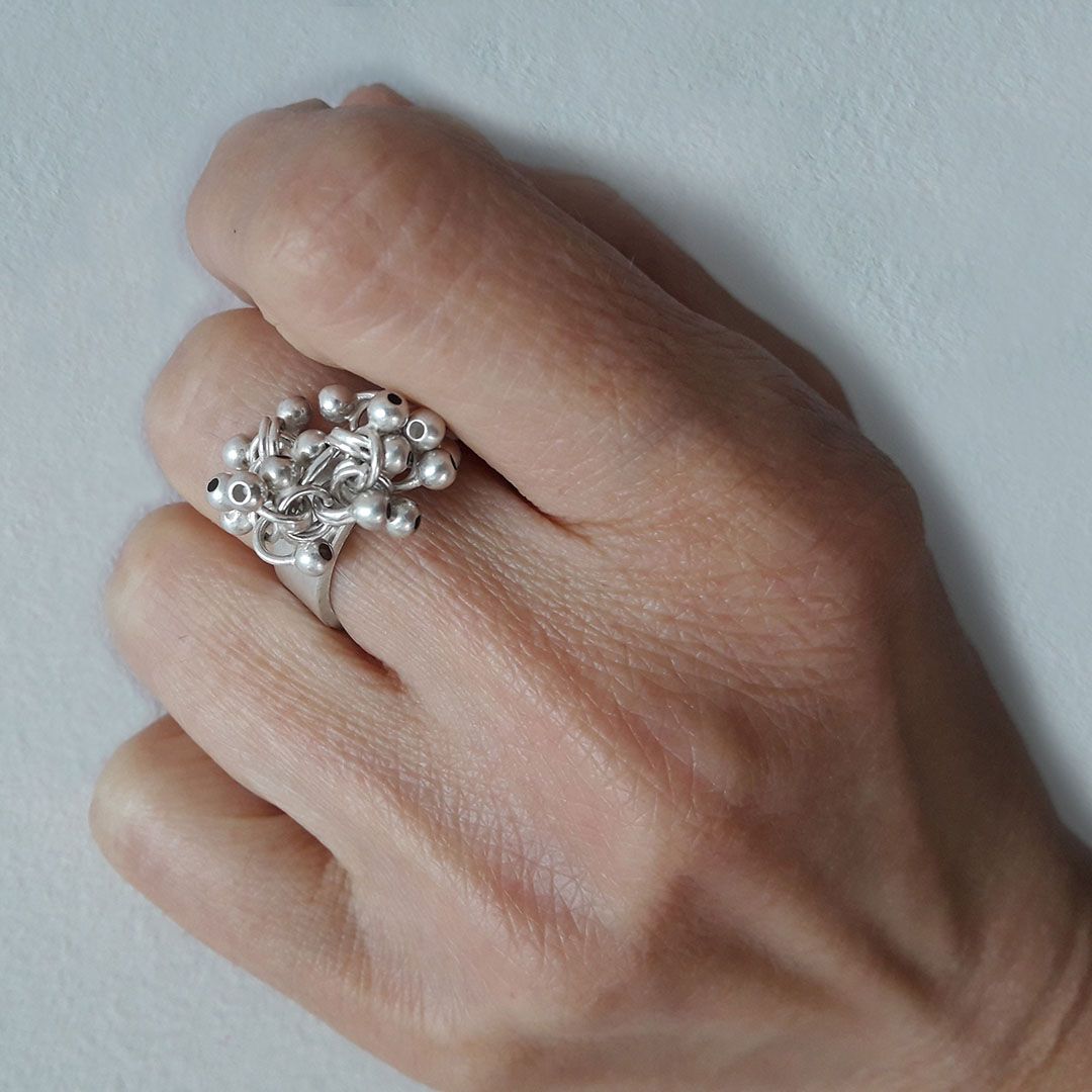 bague grappe en argent massif