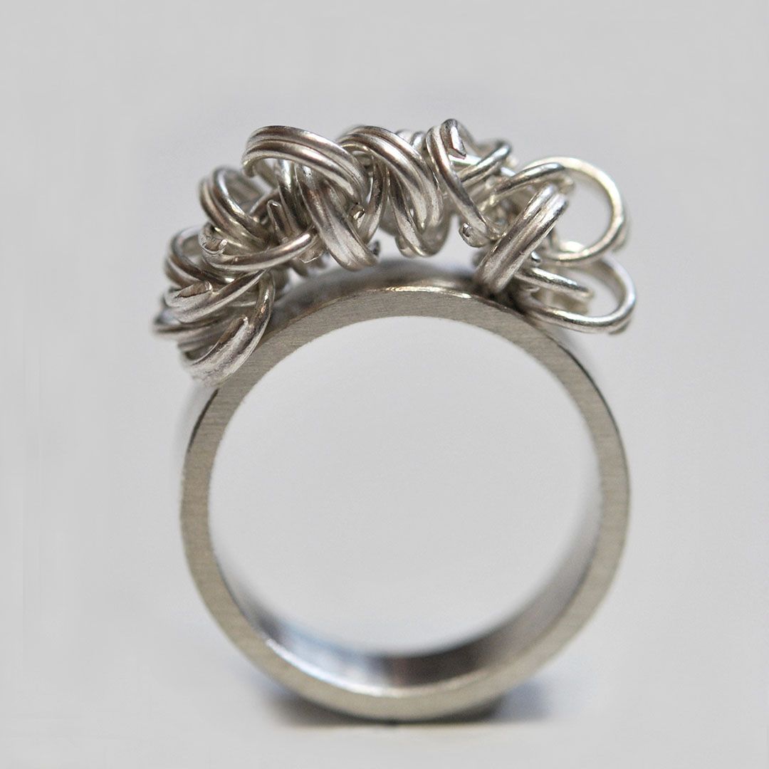 Bague en argent 925 – Anneaux doublés et entrelacés