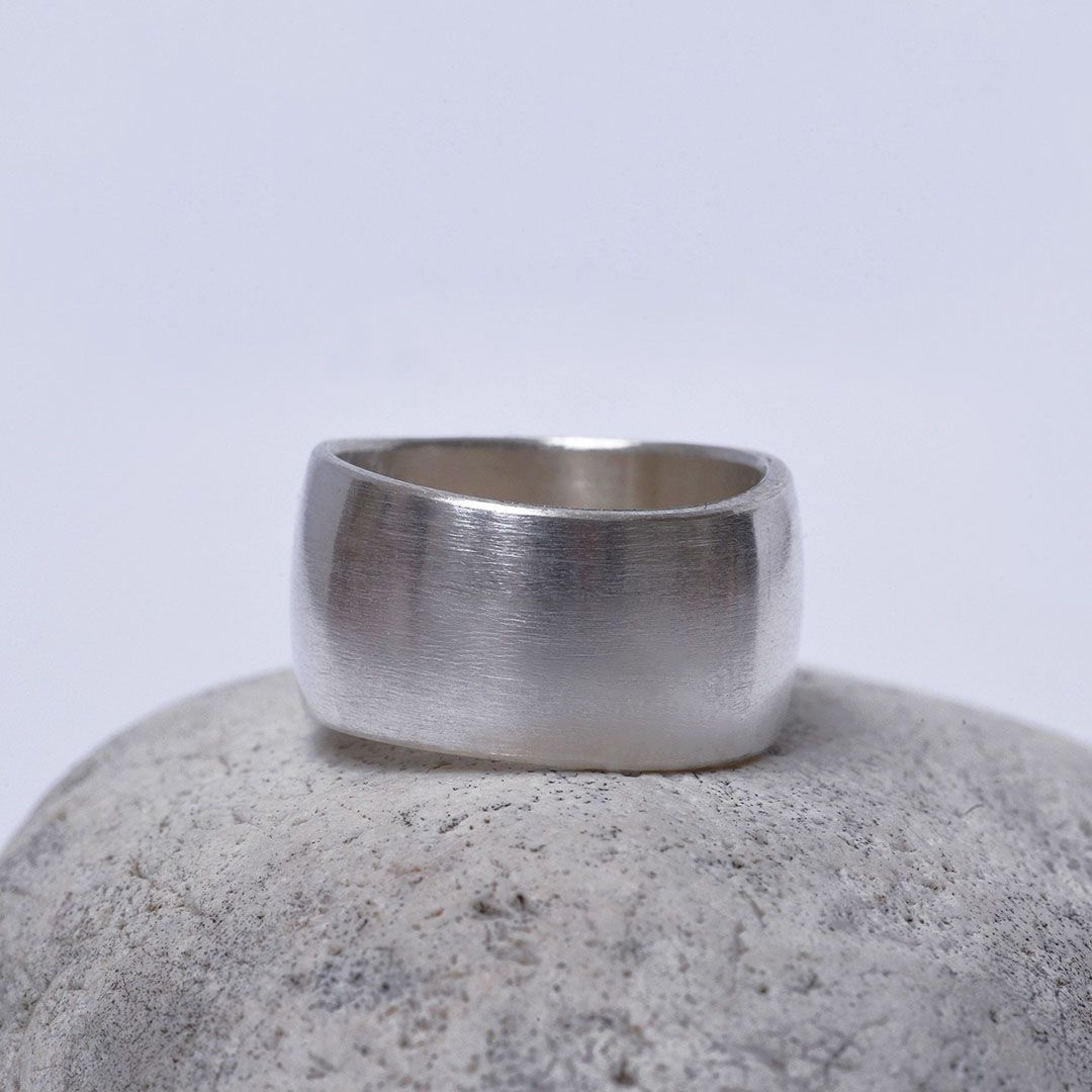 Anneau contemporain large en argent 925