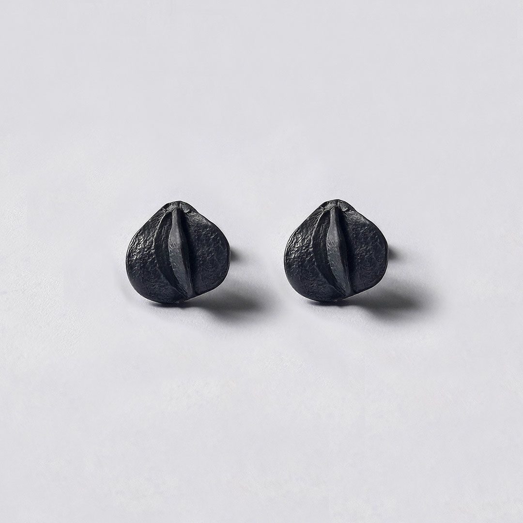 Boucles d'oreilles GRAINE argent noirci