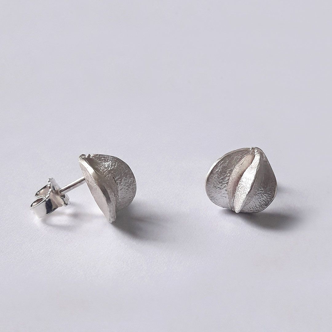 Boucles d'oreilles GRAINE en argent 925 finition brossée