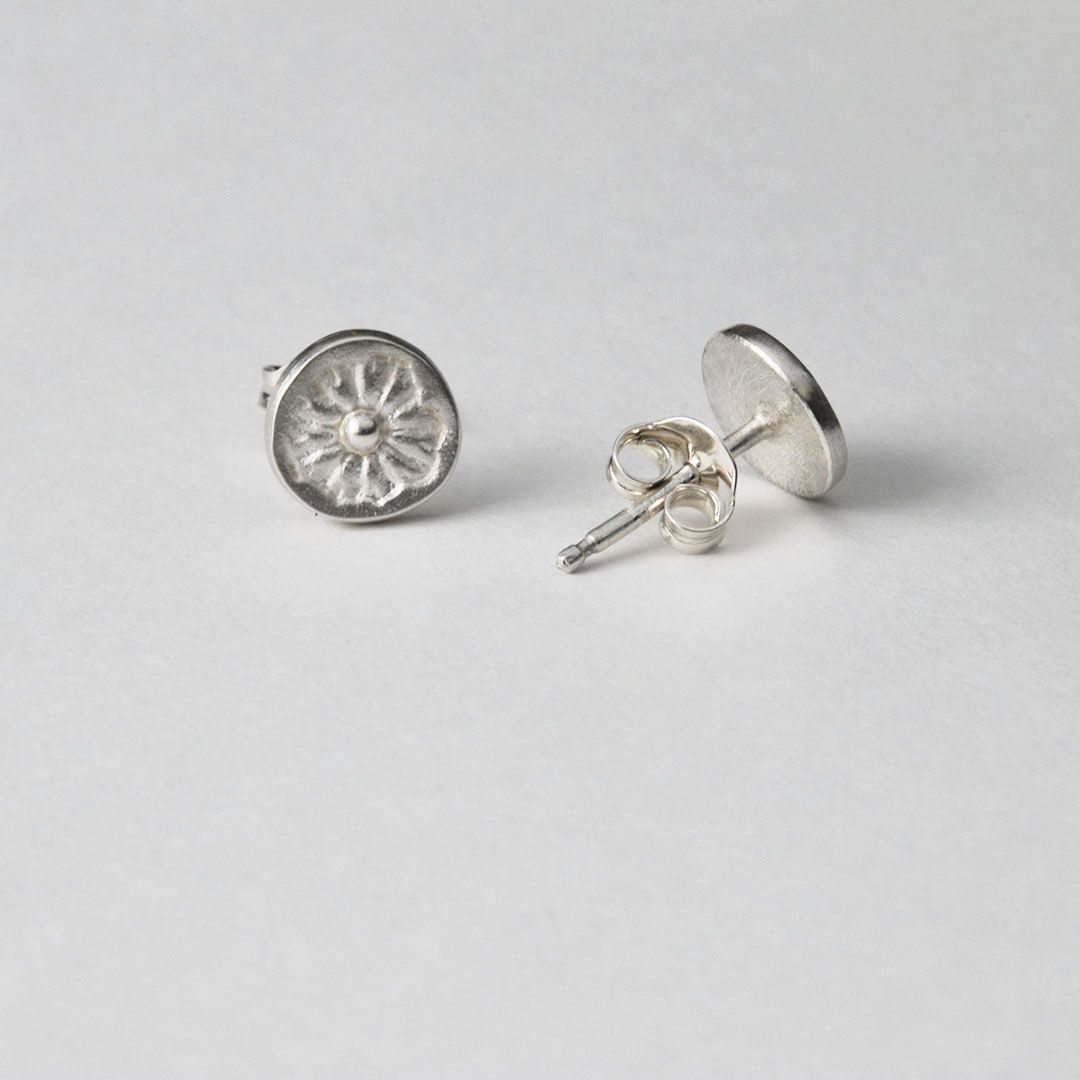 Boucles d'oreilles puces POPPY en argent 925 motif pavot