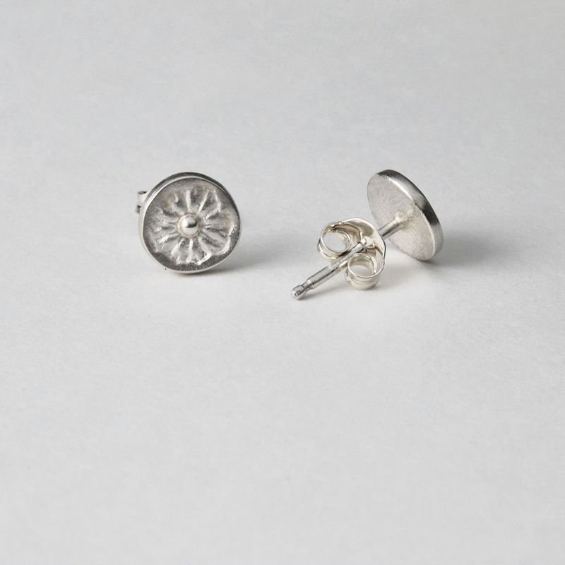 Boucles d'oreilles puces POPPY en argent 925 motif pavot