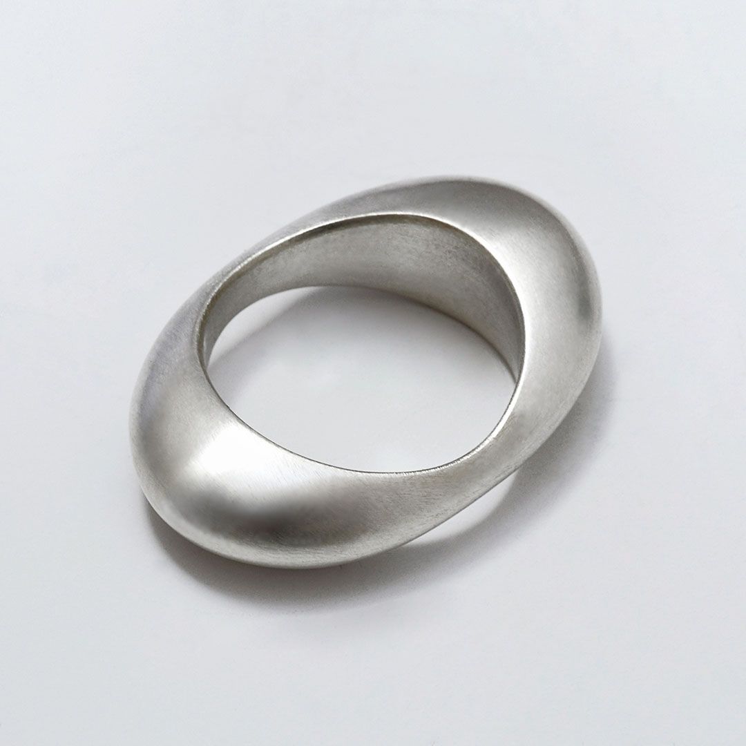 Bague galet en argent massif 925 finition brossée mate