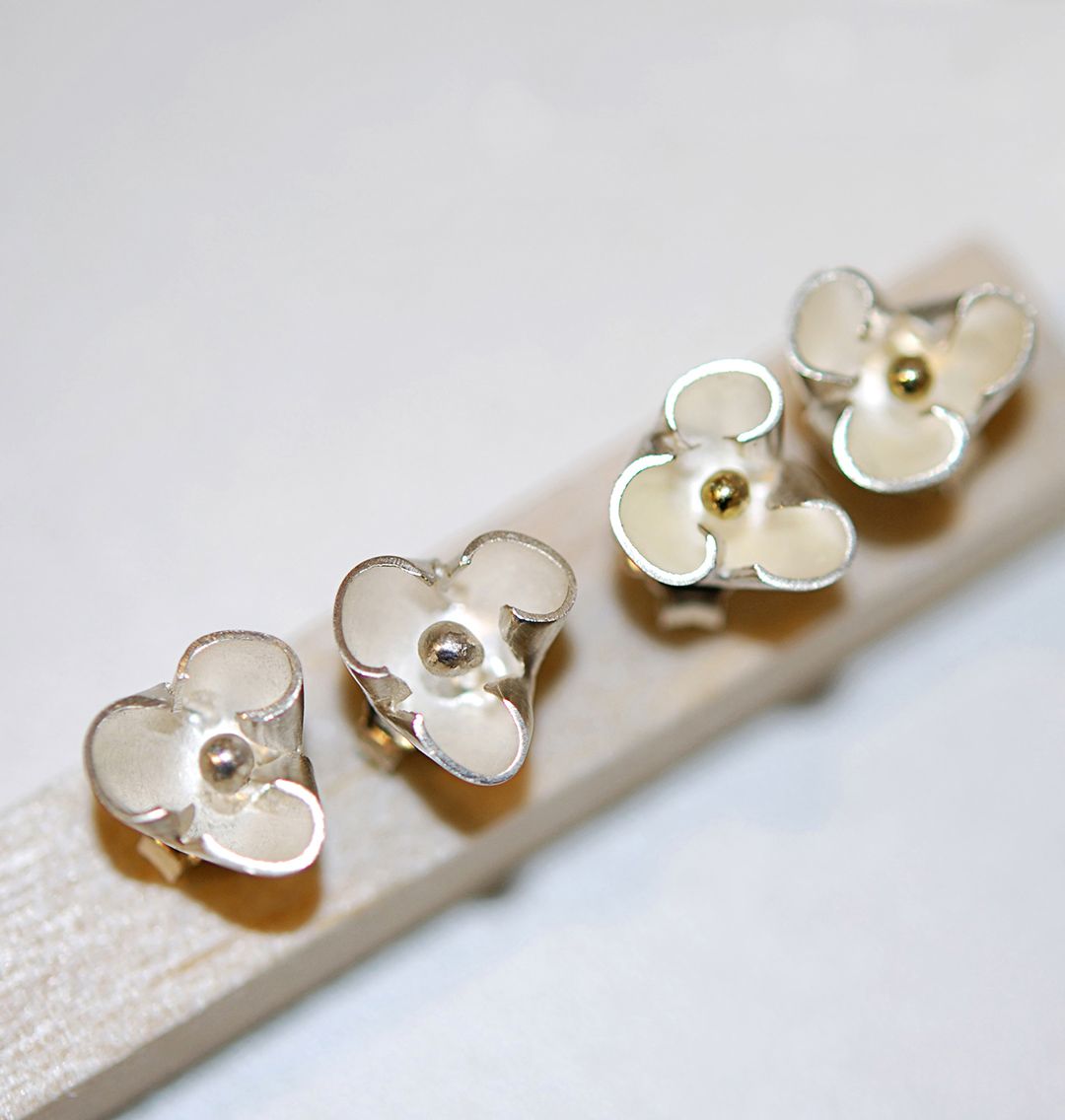 Boucles d'oreilles Inès en argent 925, Boucles d'oreilles en argent et or 18K