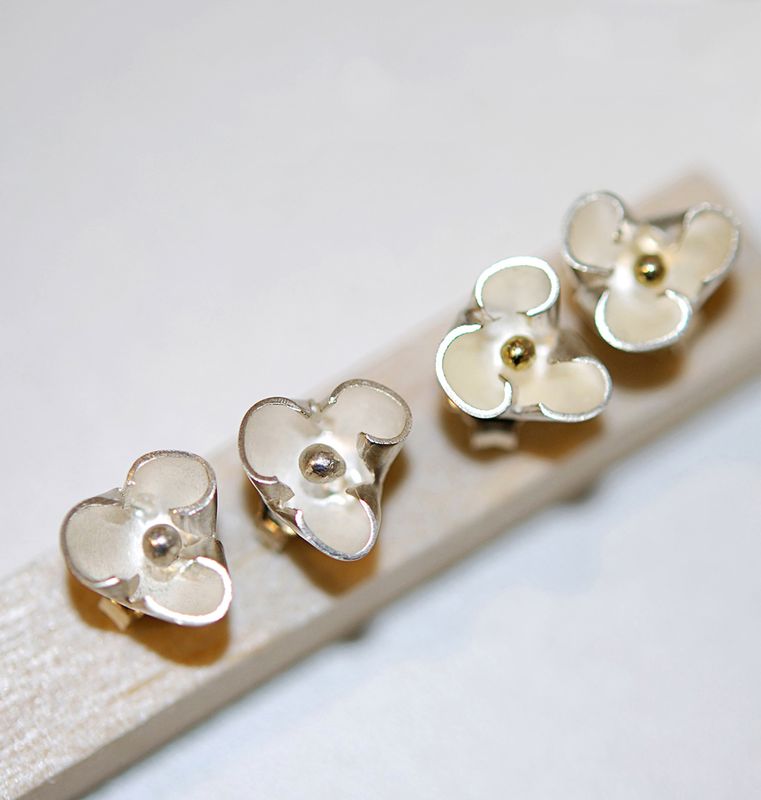 Boucles d'oreilles Inès en argent 925, Boucles d'oreilles en argent et or 18K