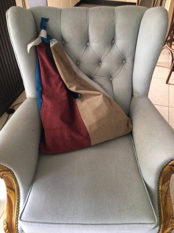 Patchwork Minimal Oversized suede bag by Lara Klass