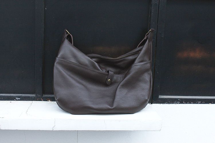 Dark coffee shoulder cross-body leather bag