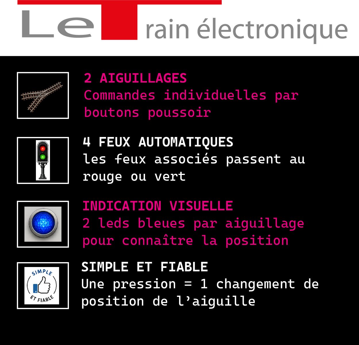 Boitier de commande 2 aiguillages + 4 feux +arrêt