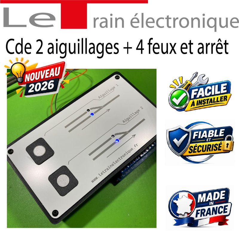 Boitier de commande 2 aiguillages + 4 feux +arrêt Boitier de commande 2 aiguillages + 4 feux +arrêt