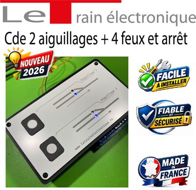 Boitier de commande 2 aiguillages + 4 feux +arrêt