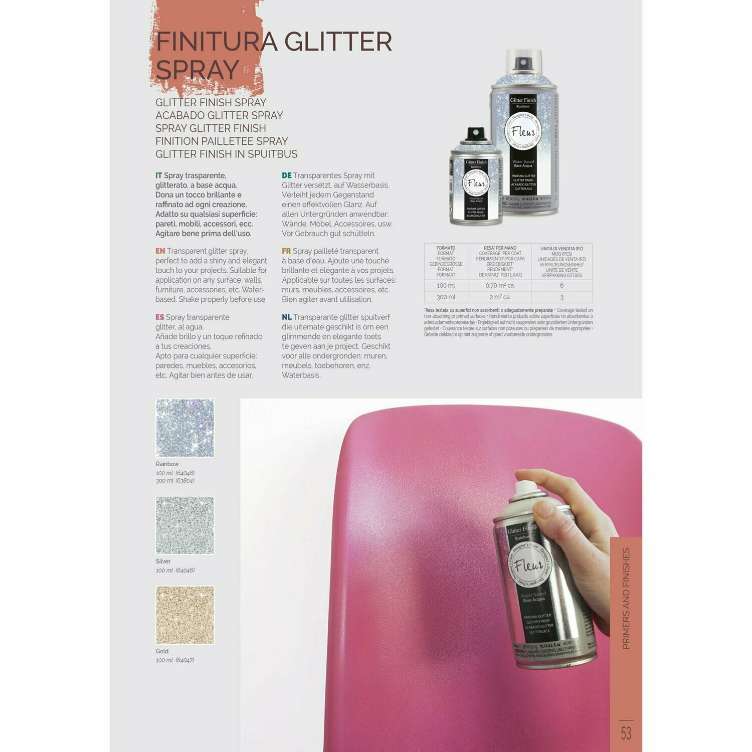 SPRAYGLITTER FINISH. Rainbow 100ML