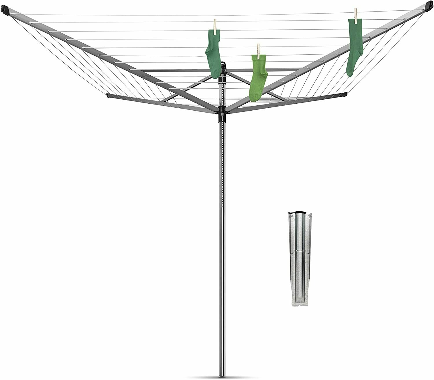 Brabantia Lift-O-Matic 60m Rotary Airer with Ground Spike + Cover