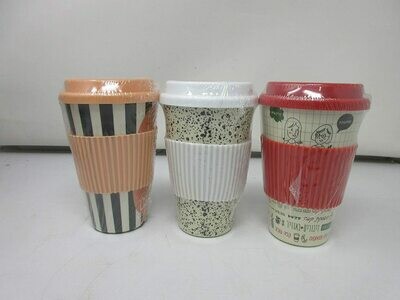 Ecoffee Cup - 3 pack, Reusable Coffee Cup 400ml, Organic Natural Bamboo Fibre