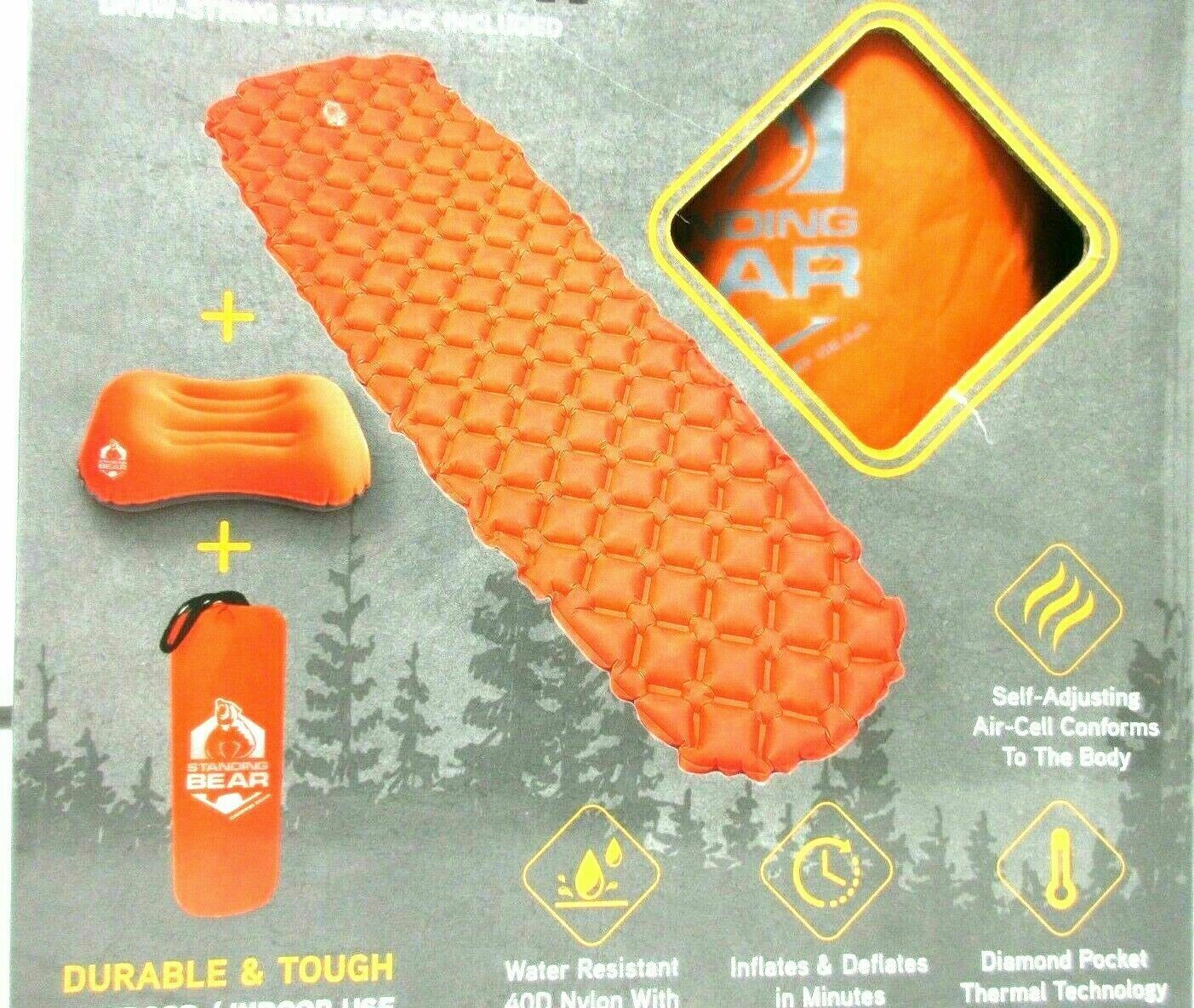 STANDING BEAR Inflatable Pad &amp; Pillow For Camping Small Size Easy To Inflate