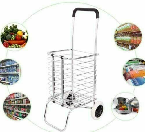 Aluminum Alloy Foldable Shopping Trolley Folding Portable Lightweight with A Bag