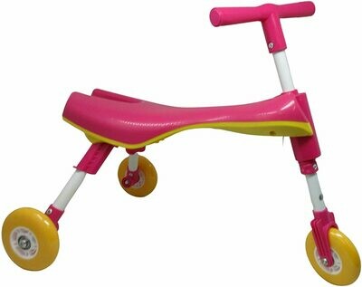 SUPER TOYS Folding trike Baby Tricycle | Walker Scuttle Bug scooter 43cm | Comfortable Ride On Children's Super Wheel Toddlers’ Tricycle (Pink)