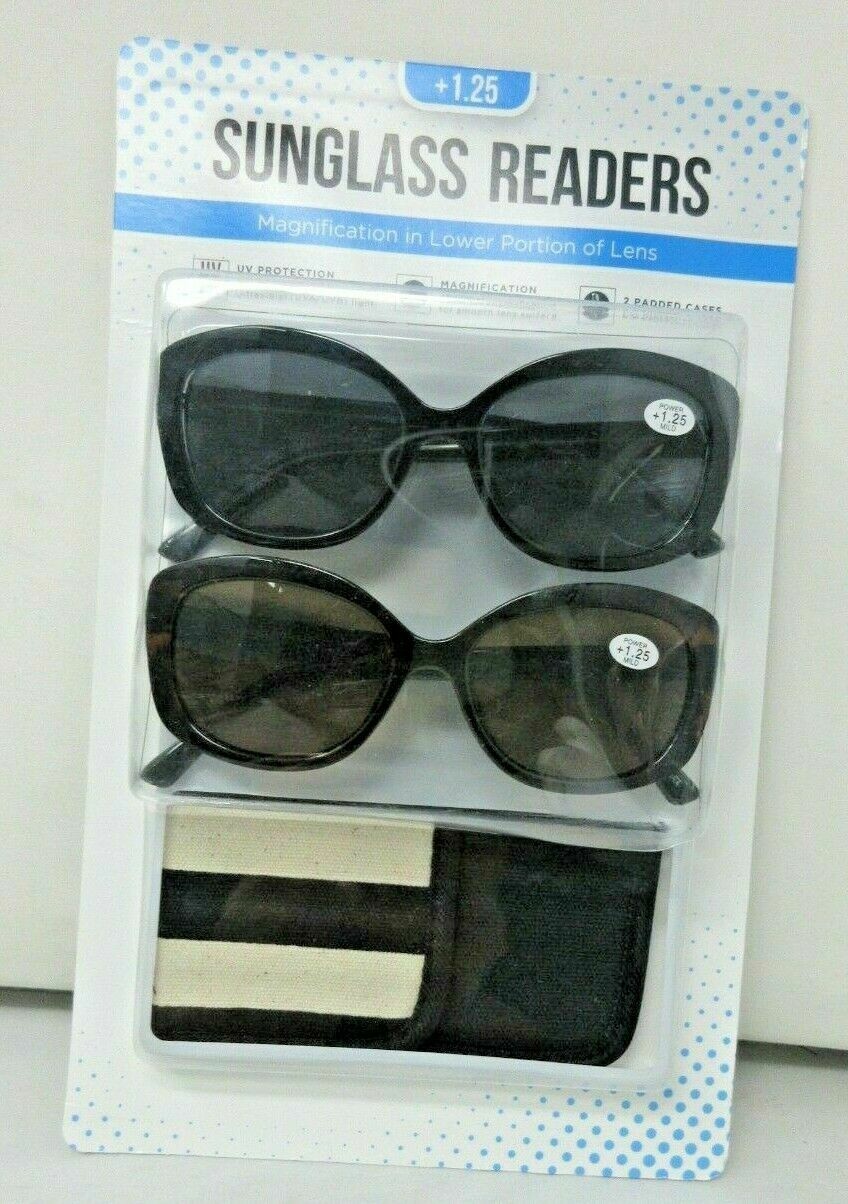 Classic Unisex Sunglass Readers Invisible with Eyewear Cases +1.25 - +2.75