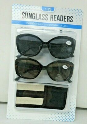 Classic Unisex Sunglass Readers Invisible with Eyewear Cases +1.25 - +2.75
