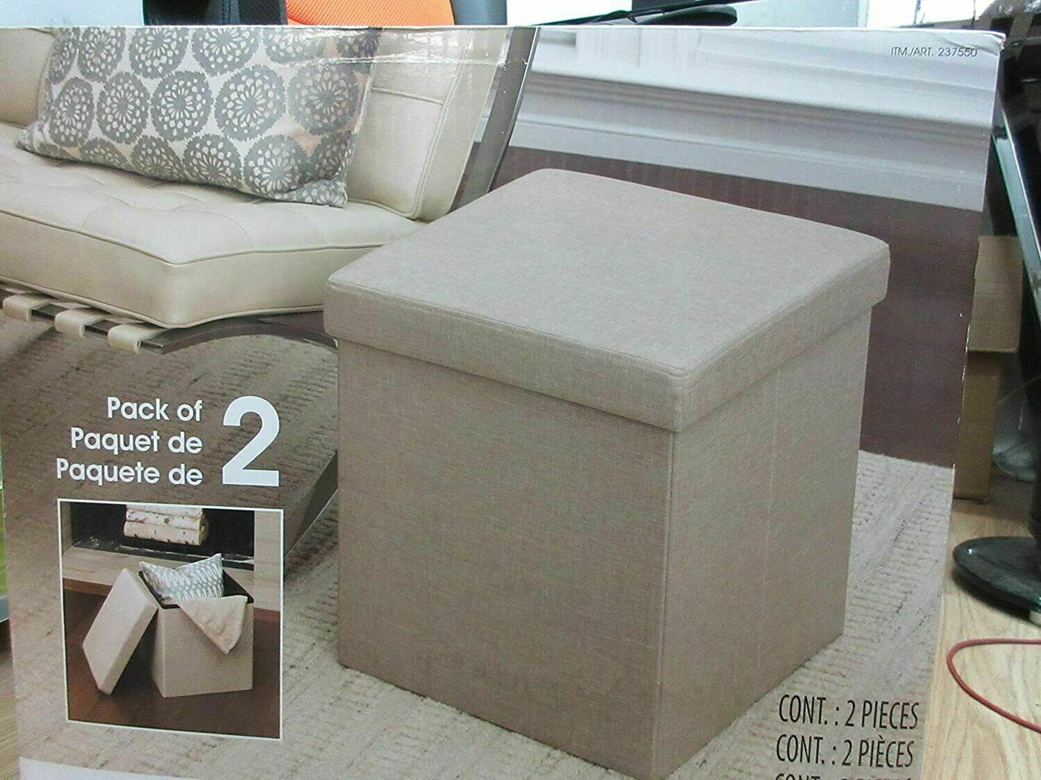Seville Set of 2 x Classics Foldable Cube Ottoman Seat