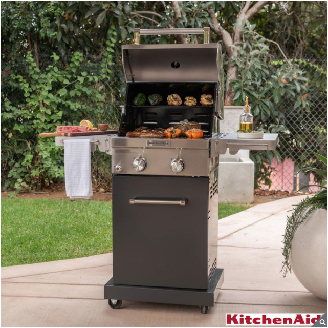 KitchenAid 2 Burner Stainless Steel Gas Barbecue Grill plus cover