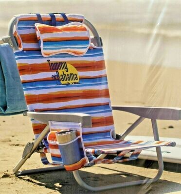 Tommy Bahama Striped and Blue Beach Folding Chair