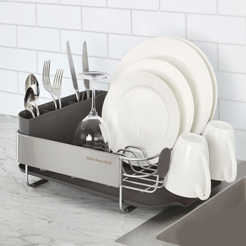 KitchenAid Compact Grey Dish Drying Rack  Drainer Sink
