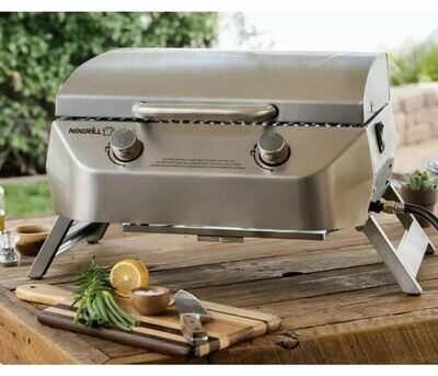 Nexgrill 2 Burner 304 Grade Stainless Steel 19" Gas Table Top BBQ Grill