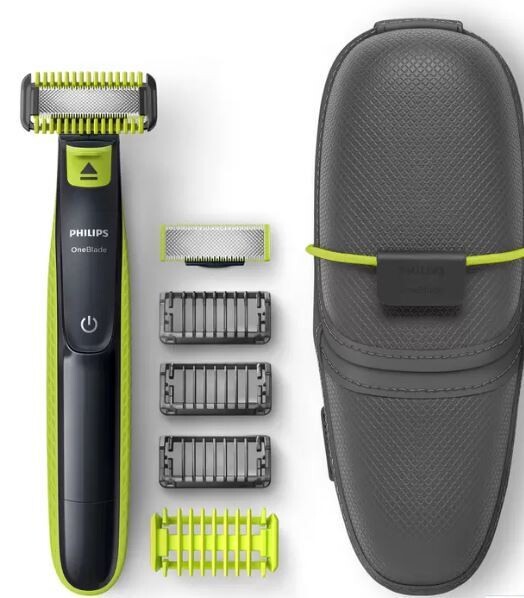Philips One Blade Face &amp; Body Hair Shave 3x Set Blade+Travel Case Pack QP2520/65