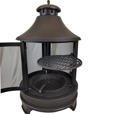 Suprills Large Garden Fireplace Chiminea Fireplace Outdoor Cooking Pit Heater Log Burner BBQ Fire Pit