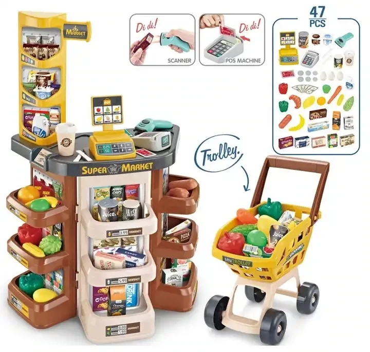 Pretend Play Multi-functional Supermarket Play Set with Price Scanner Kids Toy