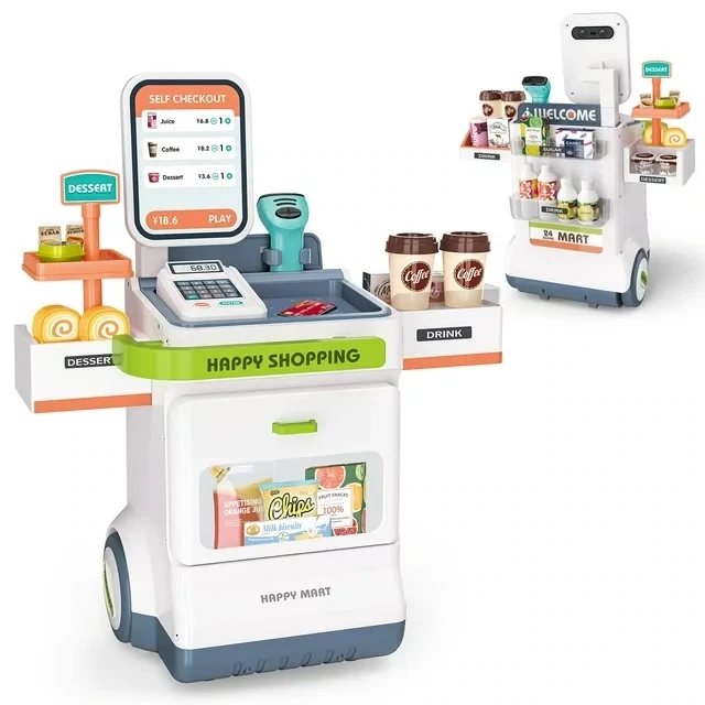 47 Pcs Kids Home SuperMarket + Electrical Scanner &amp; POS Machine Toy