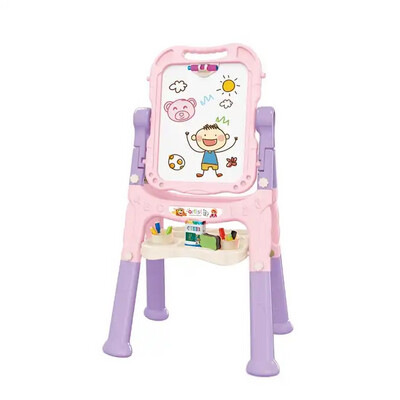 Kids Double Sided Art Easel Magnetic Drawing Board 360° Rotating Whiteboard