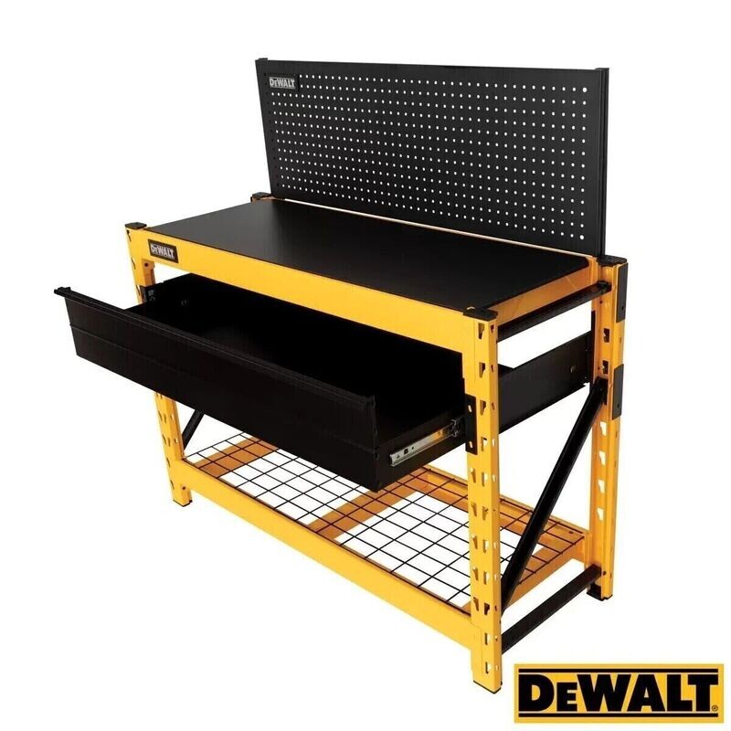 DeWalt Work Station with 2 Shelf Industrial Storage Rack Yellow