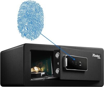 Master Lock LX110BEURHRO Biometric Security Safe for Valuables, Black, 19.5 x 43 x 37 cm