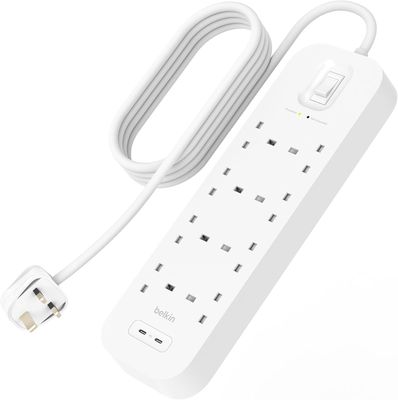 Belkin 8-Outlet Surge Protector Power Strip, Wall-Mountable with 8 AC Outlets