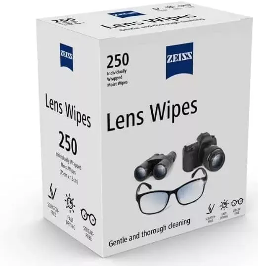 Zeiss Pre Moist Lens 250 Wipes Glasses Individual Sachets Glass Cleaner Wipes