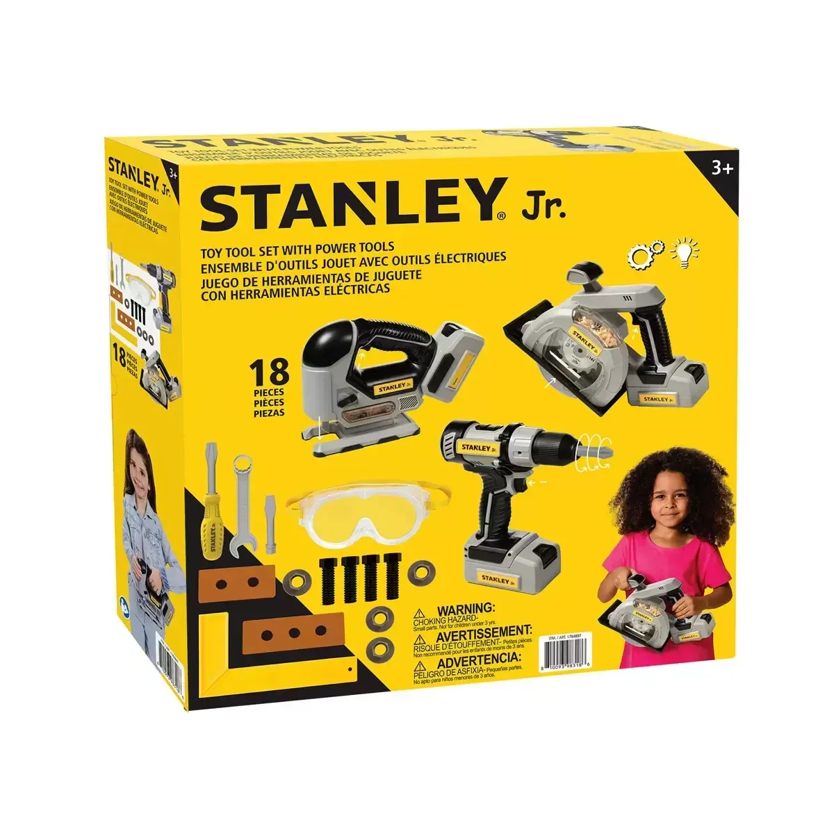 Stanley Junior Toy Power Tool Set Drill, Saw, Jig Saw 18pcs Parts Child DIY