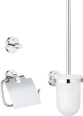 GROHE Start QuickFix 3-in-1 Bathroom Accessory Set Toilet Roll Holder|Brush|Hook